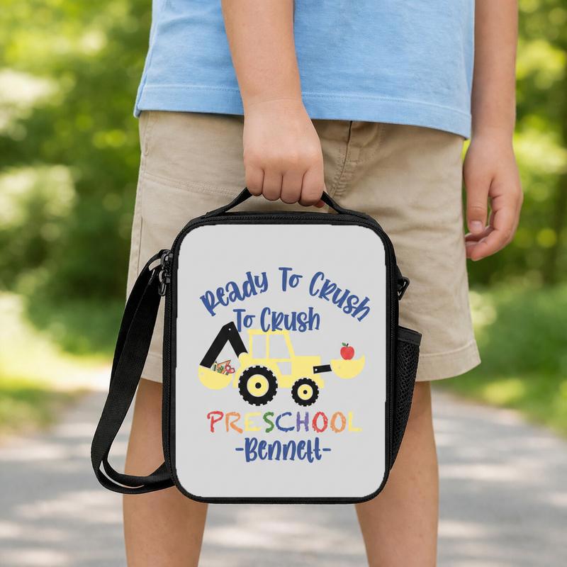 Ready To Crush Preschool Lunch Bag For Boys - Custom Construction Theme Lunch Box Bag Ready To Crush Preschool Lunch Bag For Boys - Custom Construction Theme Lunch Box Bag