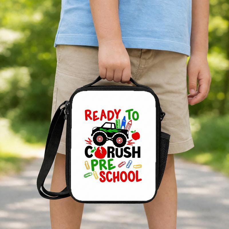 Ready To Crush Preschool Lunch Bag For Kids - Monster Truck Theme Lunch Box Bag