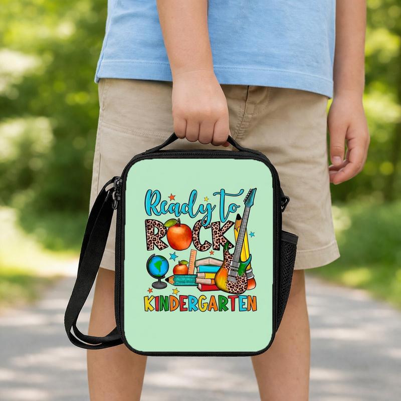 Ready To Rock Kindergarten Lunch Bag - Cute School Icons Lunch Box Bag