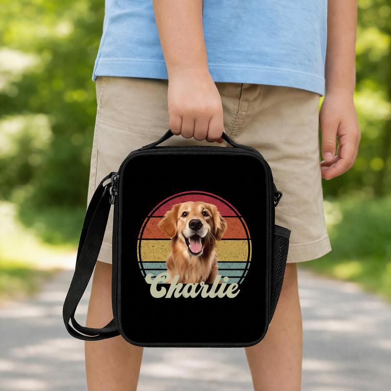 Retro Custom Dog Portrait Lunch Box Bag Retro Custom Dog Portrait Lunch Box Bag