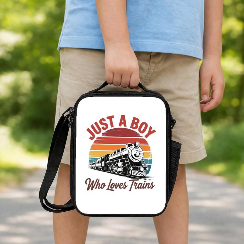 Retro Train Kids Lunch Bag - Vintage Sunset Train Design Lunch Box Bag