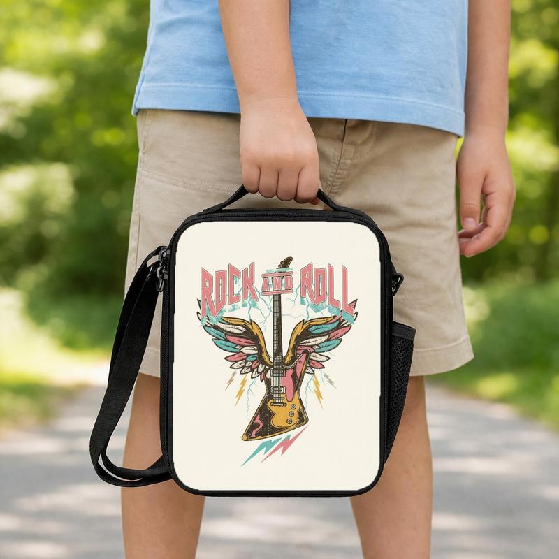 Rock And Roll Students Lunch Bag - Vintage Music School Style Lunch Box Bag Rock And Roll Students Lunch Bag - Vintage Music School Style Lunch Box Bag