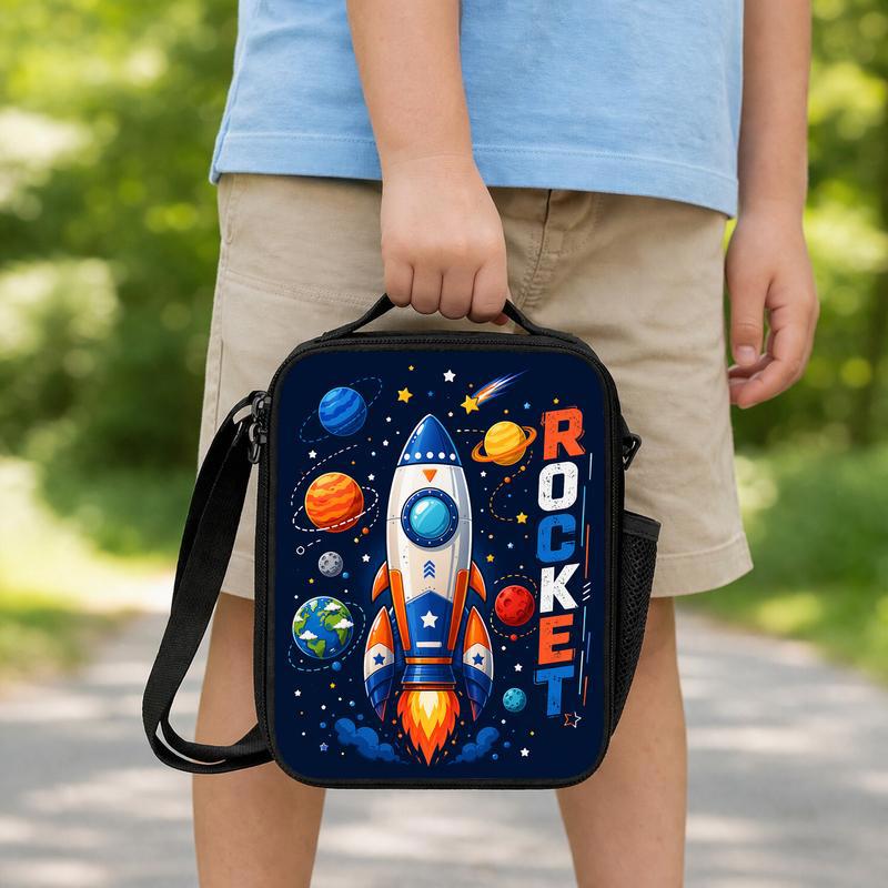 Rocket Lunch Bag Kids - Back To School Space Adventure Lunch Box Bag
