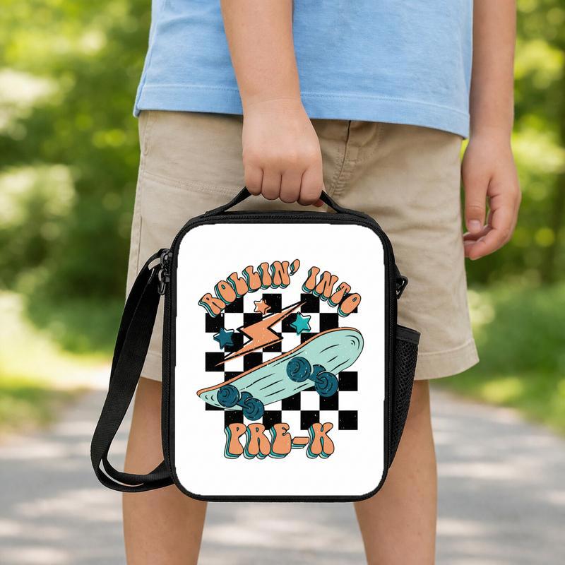 Rollin Into Pre-K Lunch Bag - Cool Kids Skateboard Back To School Lunch Box Bag Rollin Into Pre-K Lunch Bag - Cool Kids Skateboard Back To School Lunch Box Bag