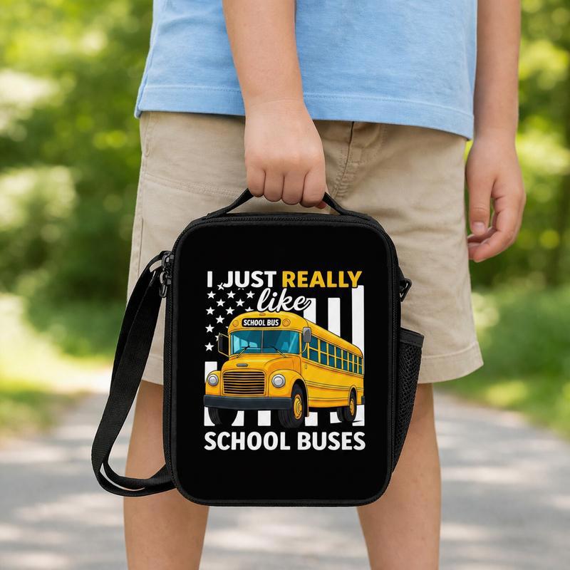 School Bus Lover Lunch Bag - Back To School Kids Gift Lunch Box Bag School Bus Lover Lunch Bag - Back To School Kids Gift Lunch Box Bag