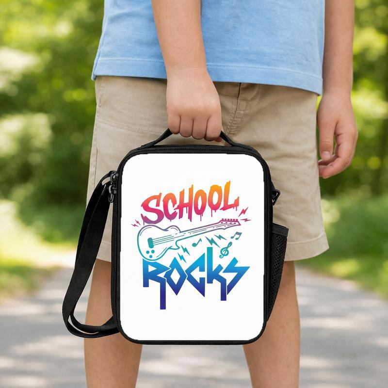 School Rocks Lunch Bag - Guitar Design For Cool Students Lunch Box Bag School Rocks Lunch Bag - Guitar Design For Cool Students Lunch Box Bag
