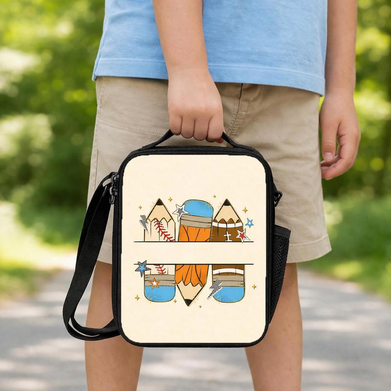 School Sports Lunch Bag - Back To School Basketball Pencil Theme Lunch Box Bag