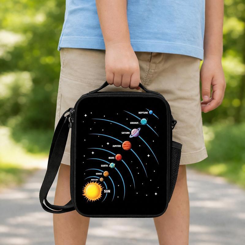 Solar System Lunch Bag Kids - Space Orbit Planets Design Lunch Box Bag