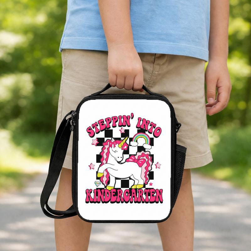 Steppin Into Kindergarten Lunch Bag - Unicorn Kids Style Lunch Box Bag