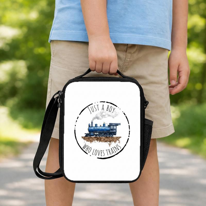 Train Lover Kids Lunch Bag - Just A Boy Who Loves Trains Lunch Box Bag Train Lover Kids Lunch Bag - Just A Boy Who Loves Trains Lunch Box Bag
