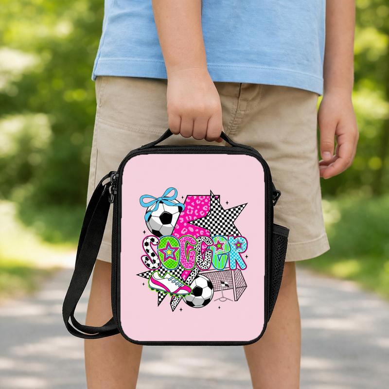 Trendy Soccer Collage Lunch Bag - Cool Girls School Style Lunch Box Bag Trendy Soccer Collage Lunch Bag - Cool Girls School Style Lunch Box Bag