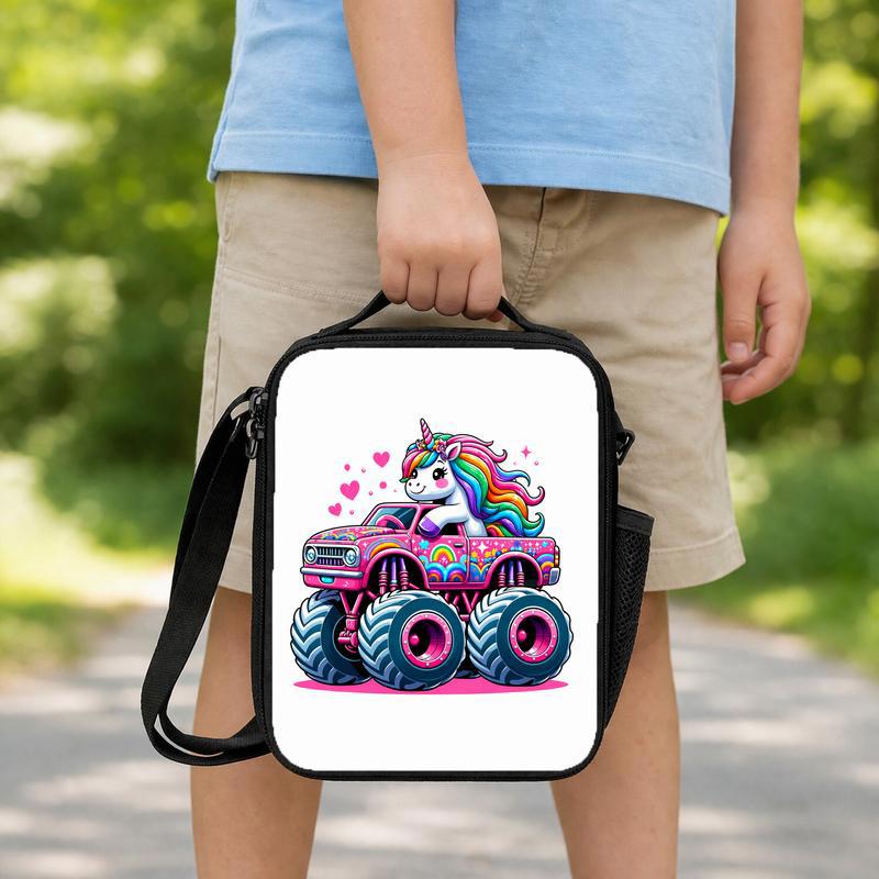 Unicorn Monster Truck Lunch Bag - Cute Girls Back To School Lunch Box Bag