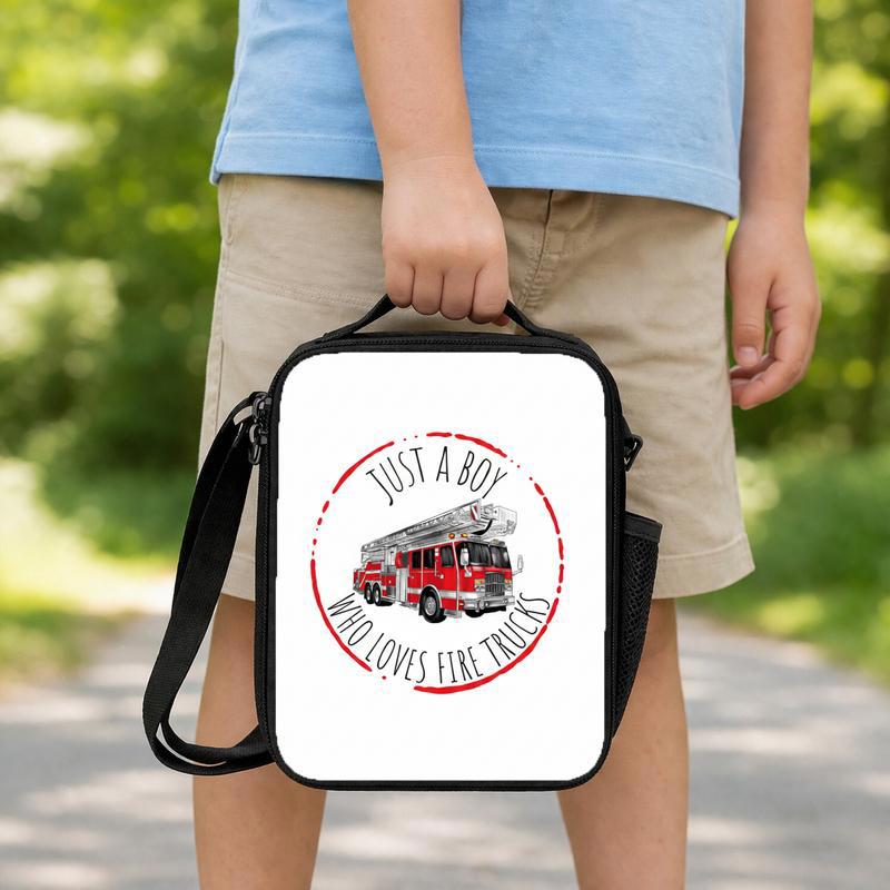 Vintage Fire Truck Lunch Bag For Kids - Just A Boy Fire Truck Lover Lunch Box Bag Vintage Fire Truck Lunch Bag For Kids - Just A Boy Fire Truck Lover Lunch Box Bag