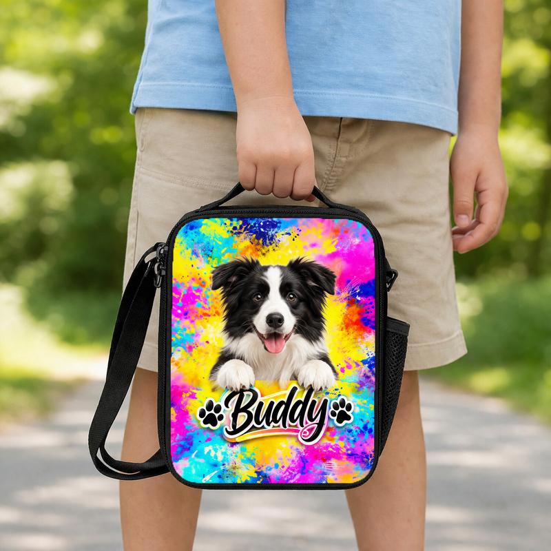 Watercolor Dog Portrait Lunch Box Bag Watercolor Dog Portrait Lunch Box Bag