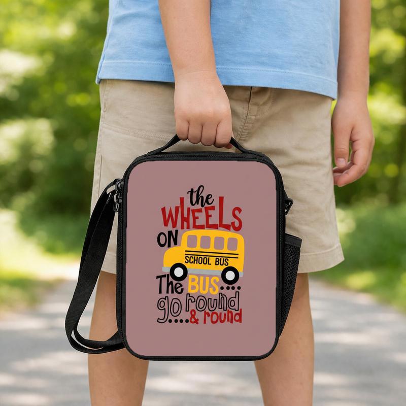 Wheels On The Bus Lunch Bag - Cute Kids School Style Lunch Box Bag Wheels On The Bus Lunch Bag - Cute Kids School Style Lunch Box Bag