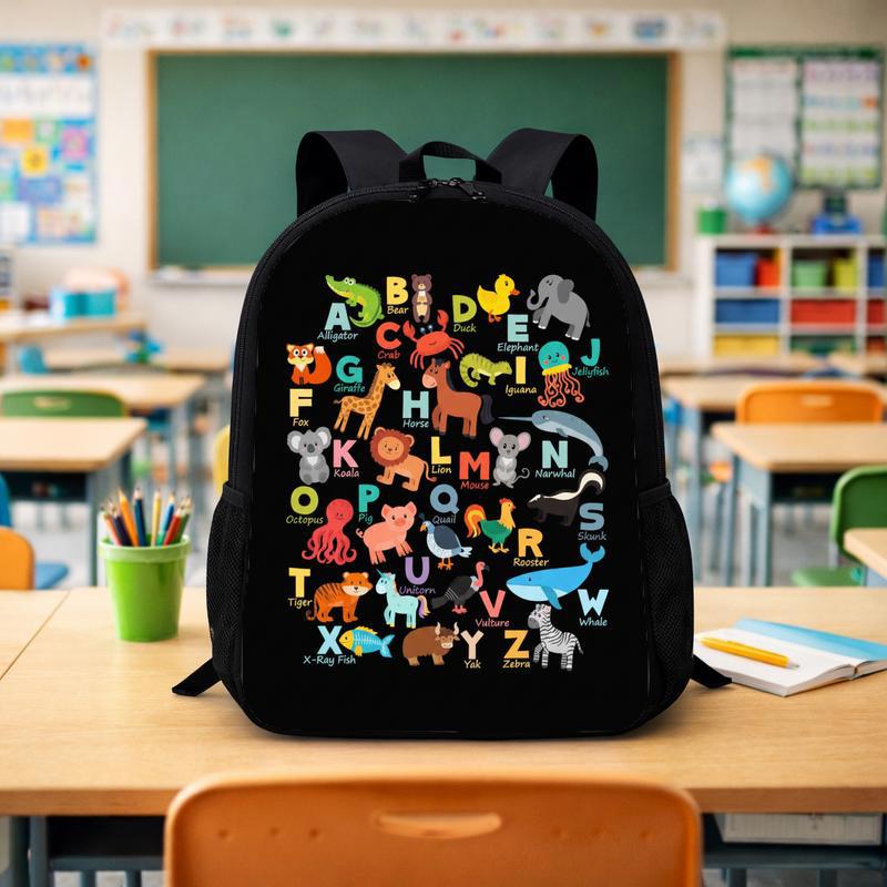 Back To School Backpack - Cute Alphabet Animals Kindergarten Custom Backpack - Savourry