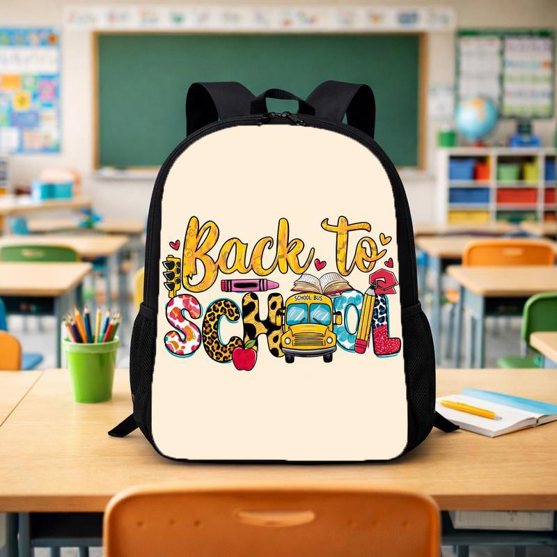 Back To School Kids Backpack - Cute Bus & School Icons Custom Backpack - Savourry