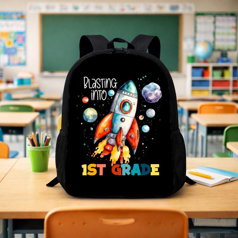 Blasting Into First Grade Kids Rocket Backpack - Back To School Space Theme Custom Backpack - Savourry