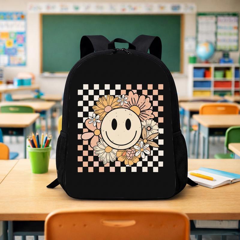 Boho Smiley Flower Backpack - Kids School Bag Custom Backpack - Savourry