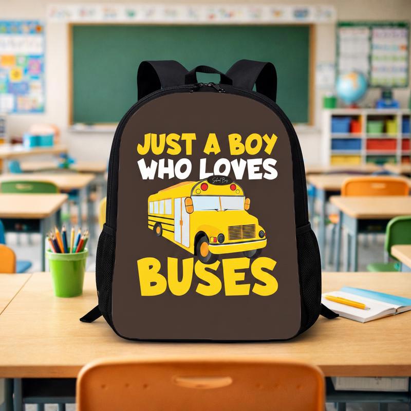 Boy Who Loves Buses Backpack - Fun Kids Back To School Custom Backpack - Savourry