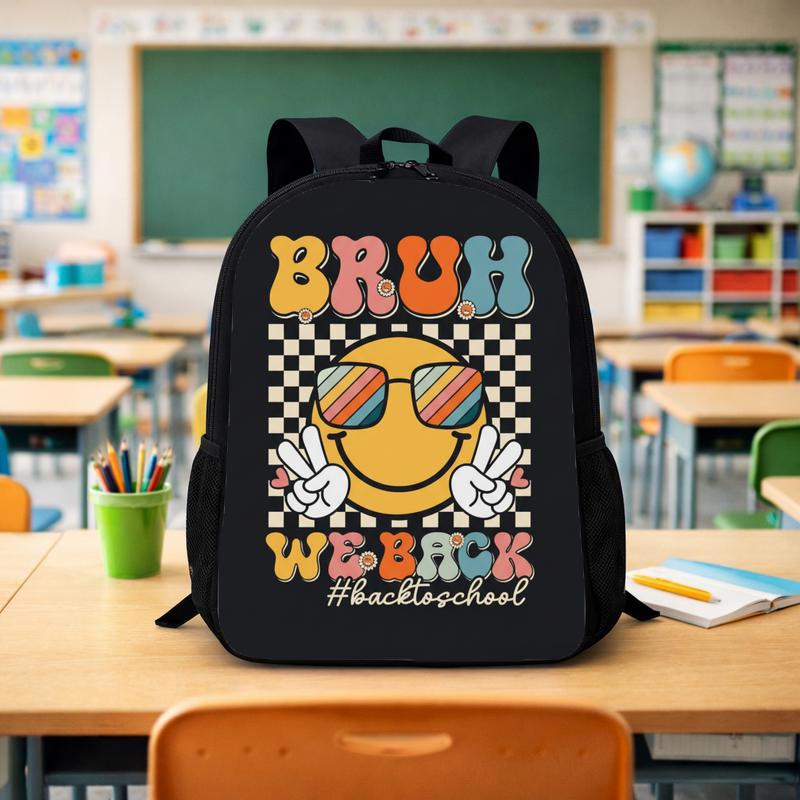 Bruh We Back Smiley Backpack - Funny Back To School Style Custom Backpack - Savourry