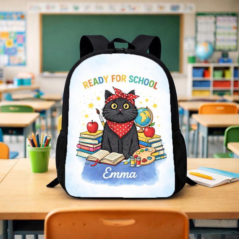 Cat Ready For School Custom Backpack - Savourry