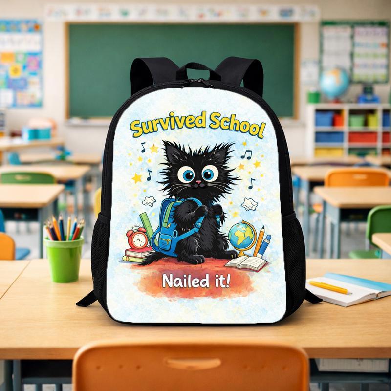 Cat Survived School Custom Backpack - Savourry