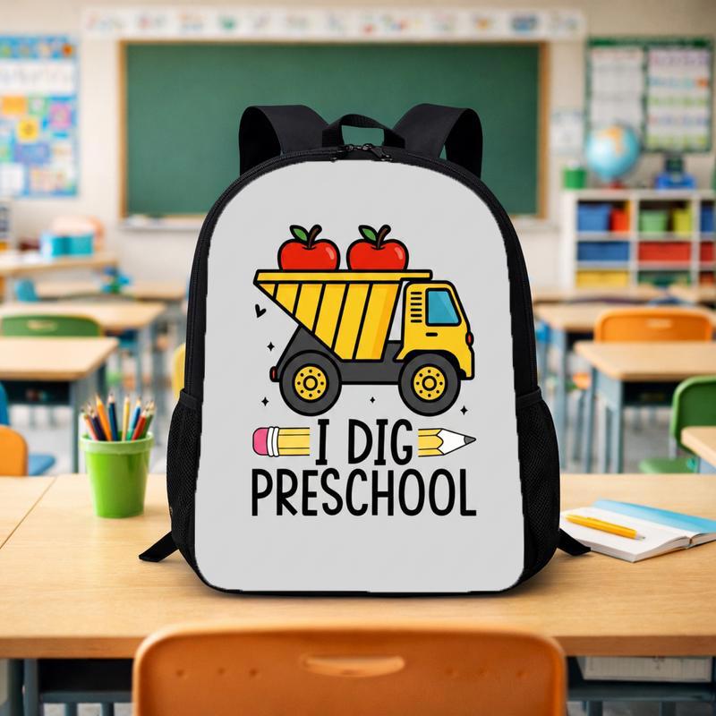 Construction Truck Backpack For Kids - I Dig Preschool Custom Backpack - Savourry