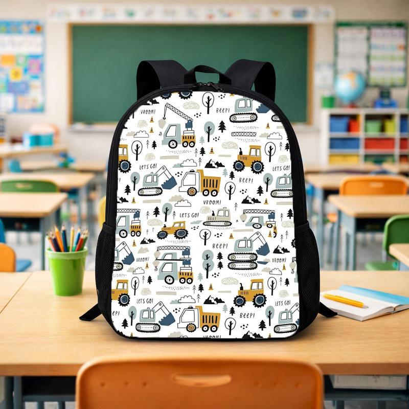 Construction Vehicles Backpack For Kids - Pattern Back To School Style Custom Backpack - Savourry