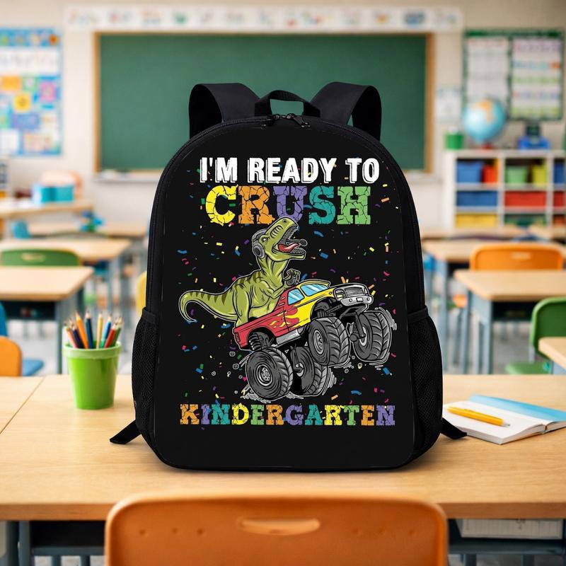 Crush Kindergarten Dino Monster Truck Backpack - Back To School Fun Custom Backpack - Savourry