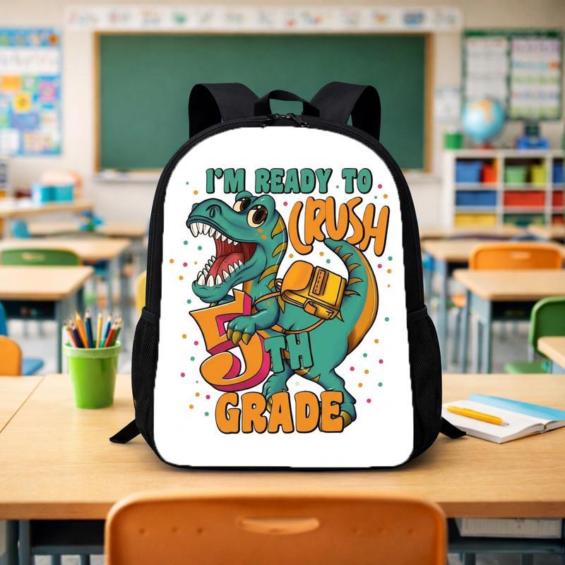 Crush 5th Grade Dino Custom Backpack - Back To School Kids Custom Backpack - Savourry