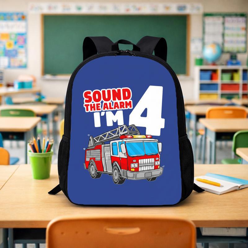 Custom Age Fire Truck Backpack - Funny Back To School Kids Custom Backpack - Savourry