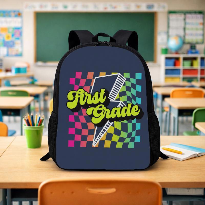 Custom Grade Retro Rainbow Checkerboard - Trendy School Backpack Custom Backpack - Savourry