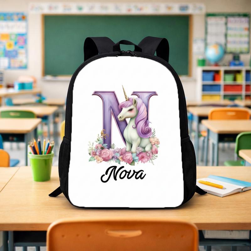 Custom Initial Unicorn Backpack With Name Kids School Bag Custom Backpack - Savourry