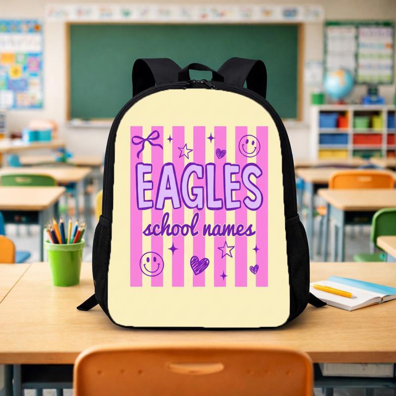 Custom Mascot Striped Backpack - Middle School Spirit Trendy Look Custom Backpack - Savourry