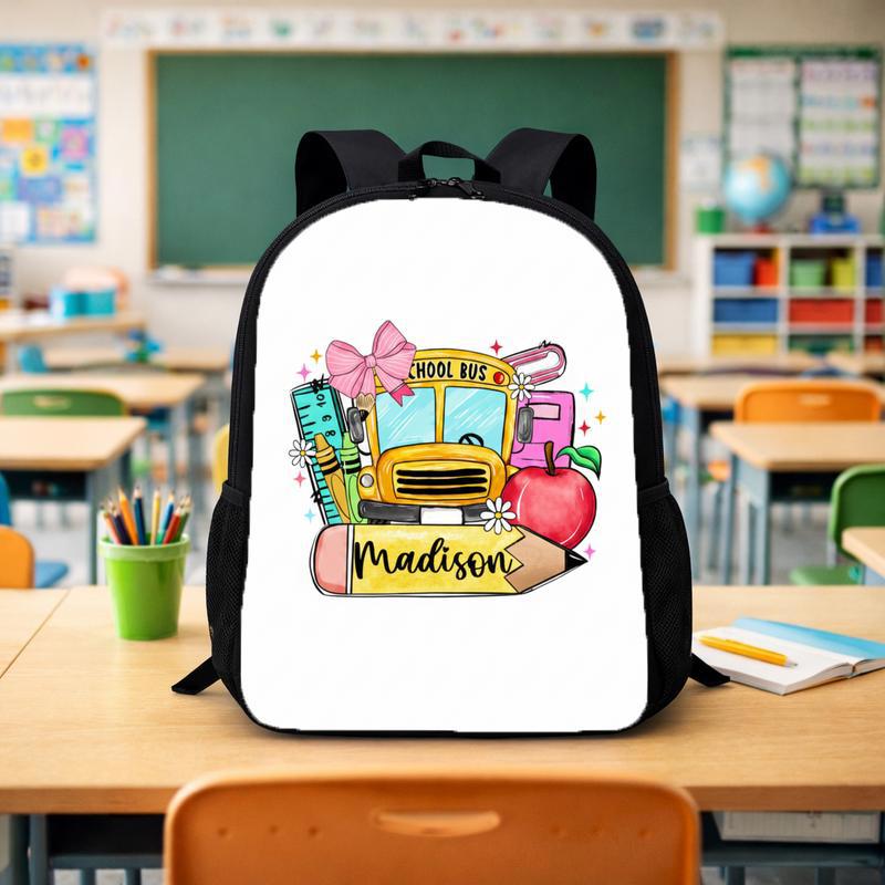 Custom Name Backpack - Cute School Bus Back To School Custom Backpack - Savourry