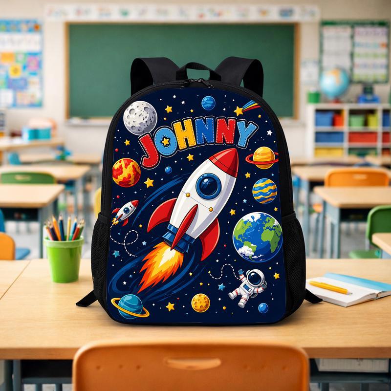 Custom Name Backpack Kids - Rocket Back To School Custom Backpack - Savourry