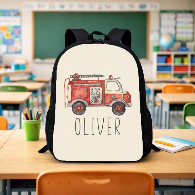 Custom Name Fire Truck Backpack - Kids Back To School Gift Custom Backpack - Savourry