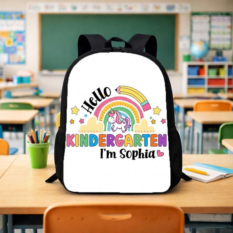 Custom Name Kindergarten Backpack Cute Rainbow Unicorn Custom Backpack - Savourry