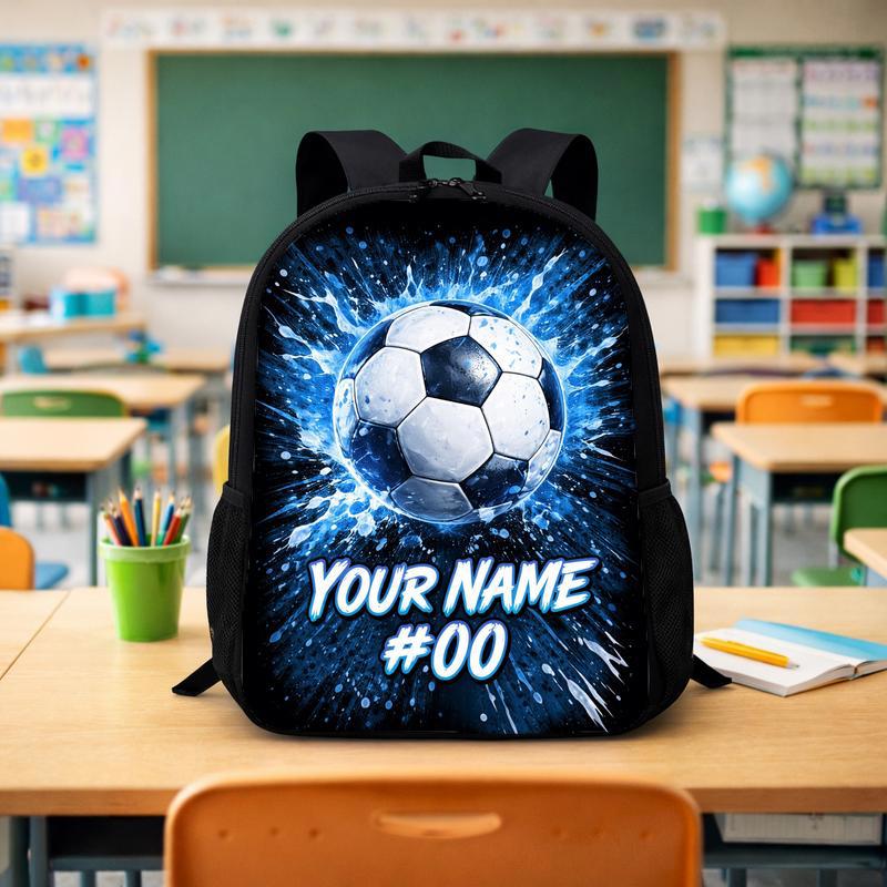 Custom Name Soccer Backpack - Blue Splash With Number Design Custom Backpack - Savourry