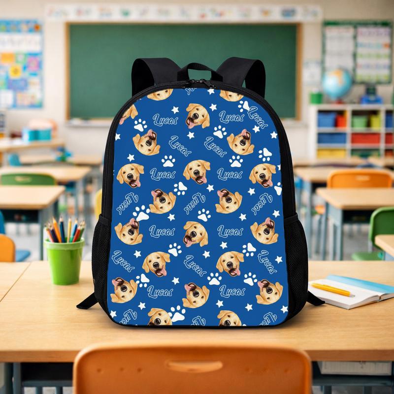 Custom Pet Photo Backpack_ Personalized Dog_Cat Face Gift Set, Back To School Gift Custom Backpack - Savourry