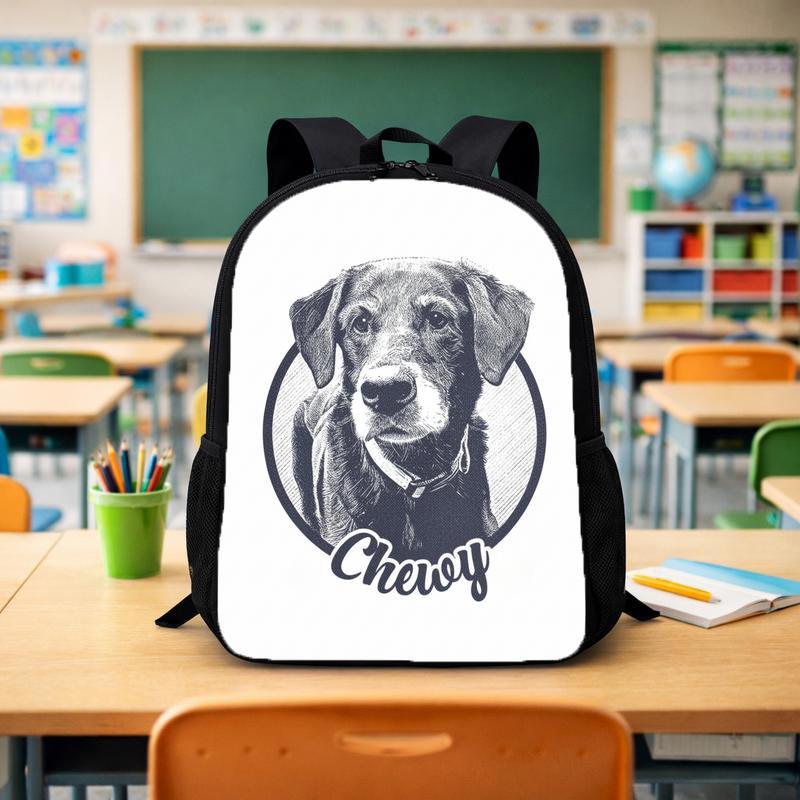 Custom Pet Portrait T-Shirt_ Personalized Dog Cat Photo Keepsake Tee Memorial Gift For Pet Lover Custom Backpack - Savourry