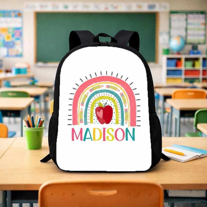 Cute Kindergarten Backpack - Colorful Rainbow Custom Name Design Custom Backpack - Savourry