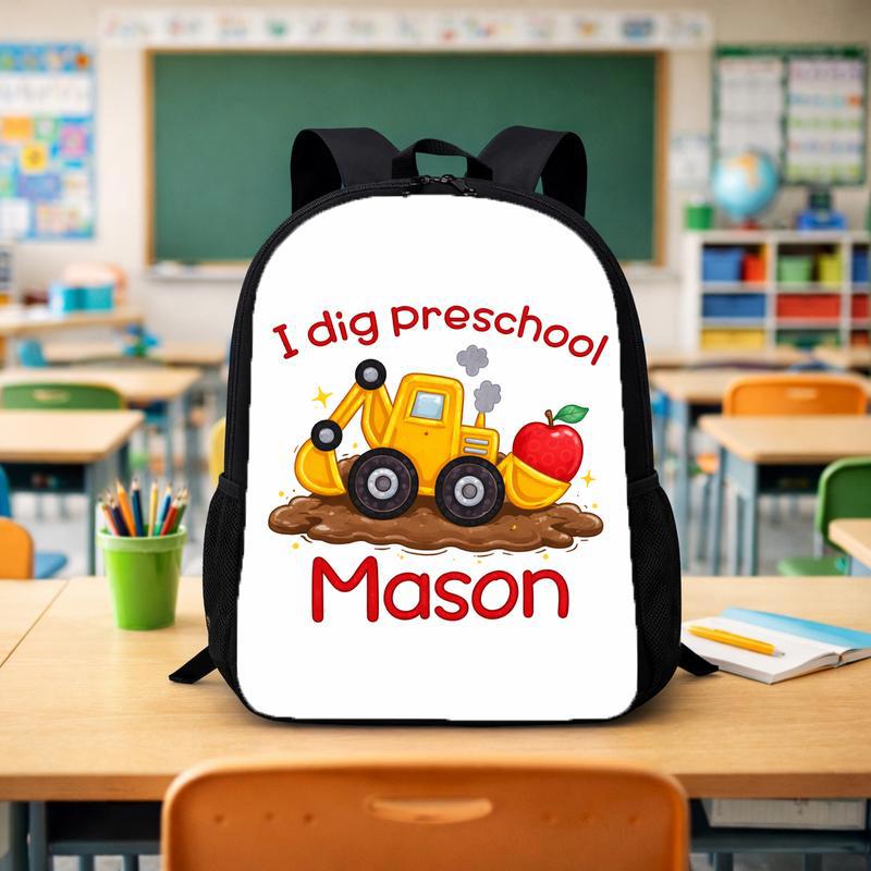 Cute Personalized Excavator Backpack For Kids - I Dig Preschool Custom Backpack - Savourry