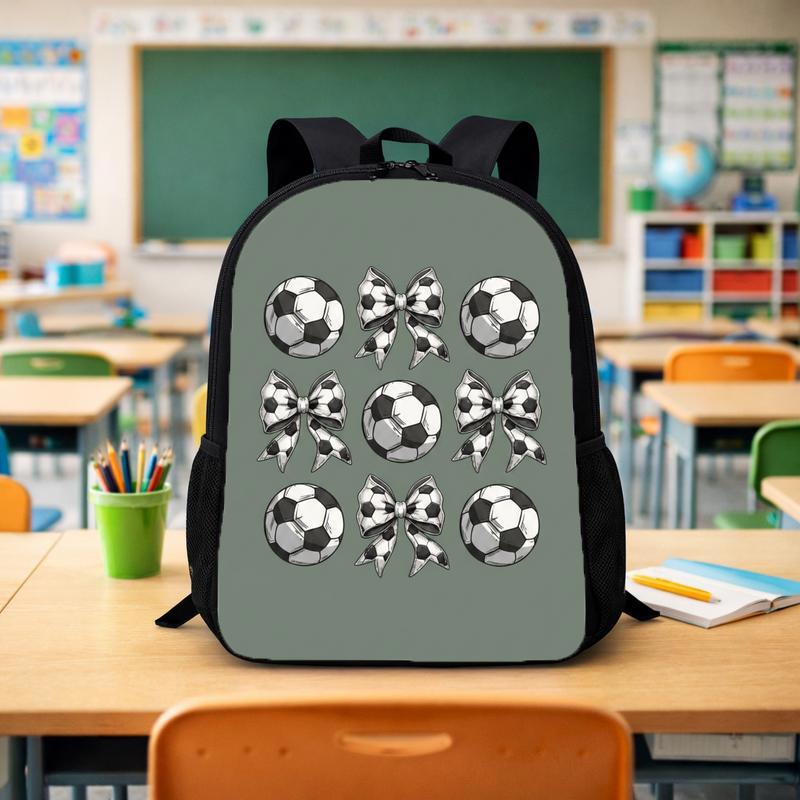 Cute Soccer Bow Pattern Backpack - Girls School Design Custom Backpack - Savourry