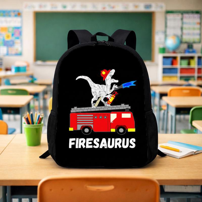 Dinosaur Fire Truck Backpack - Firesaurus Kids Back To School Custom Backpack - Savourry