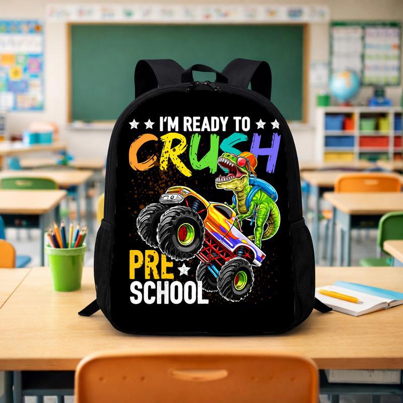 Dinosaur Monster Truck Backpack For Kids - Back To School Fun Custom Backpack - Savourry