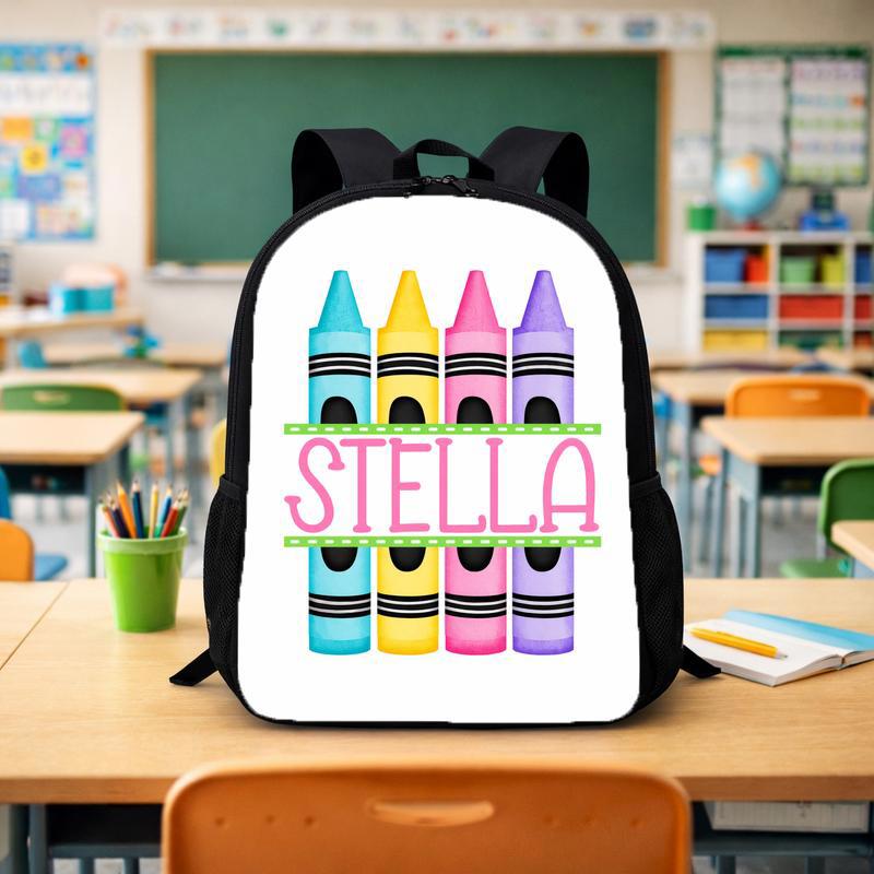 Elementary School Backpack - Custom Name Crayon Style Custom Backpack - Savourry