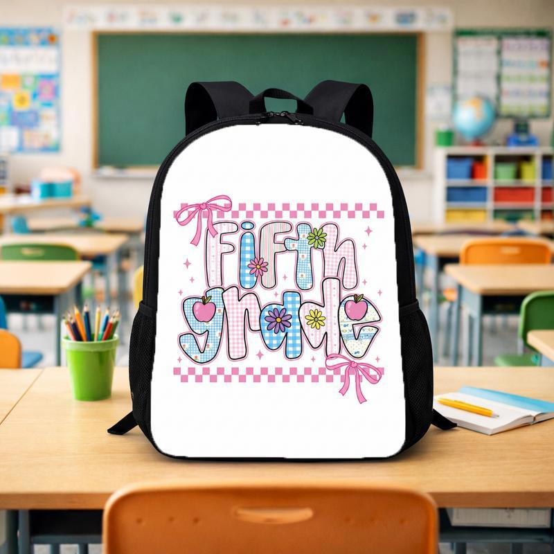 Fifth Grade Pastel Gingham Checkerboard Backpack - Cute School Girl Style Custom Backpack - Savourry