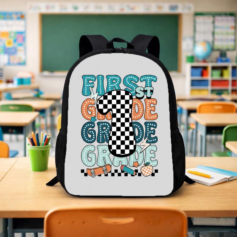 First Grade Backpack - Elementary School Checker Sport Style Custom Backpack - Savourry